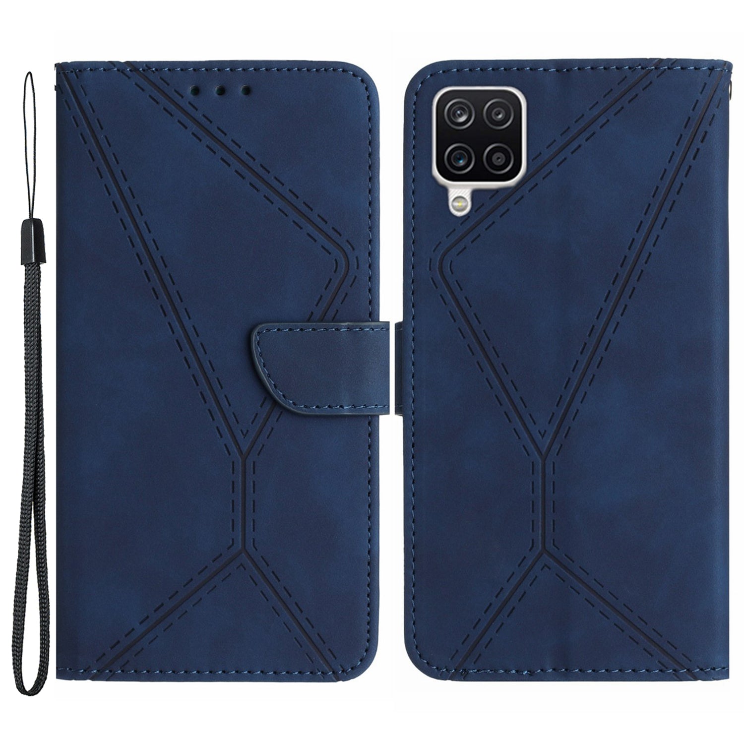 HT05 For Samsung Galaxy A22 4G (EU Version) PU Leather Stand Cover Skin-touch Imprinted Line Wallet Phone Case HT05 For Samsung Galaxy A22 4G (EU Version) PU Leather Stand Cover Skin-touch Imprinted Line Wallet Phone Case